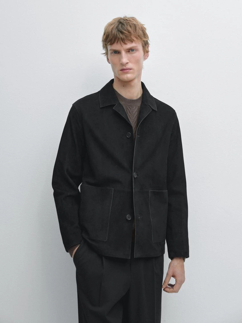 Куртка из замши с карманами