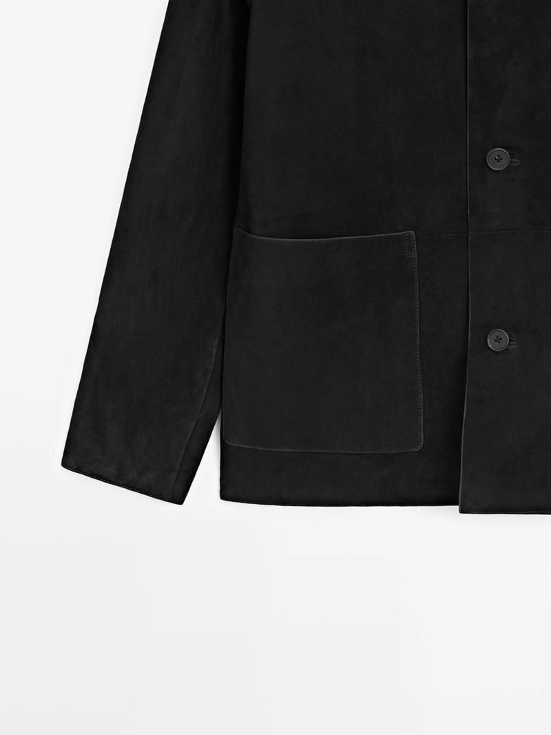 Куртка из замши с карманами