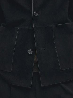 Куртка из замши с карманами- Заказать в России