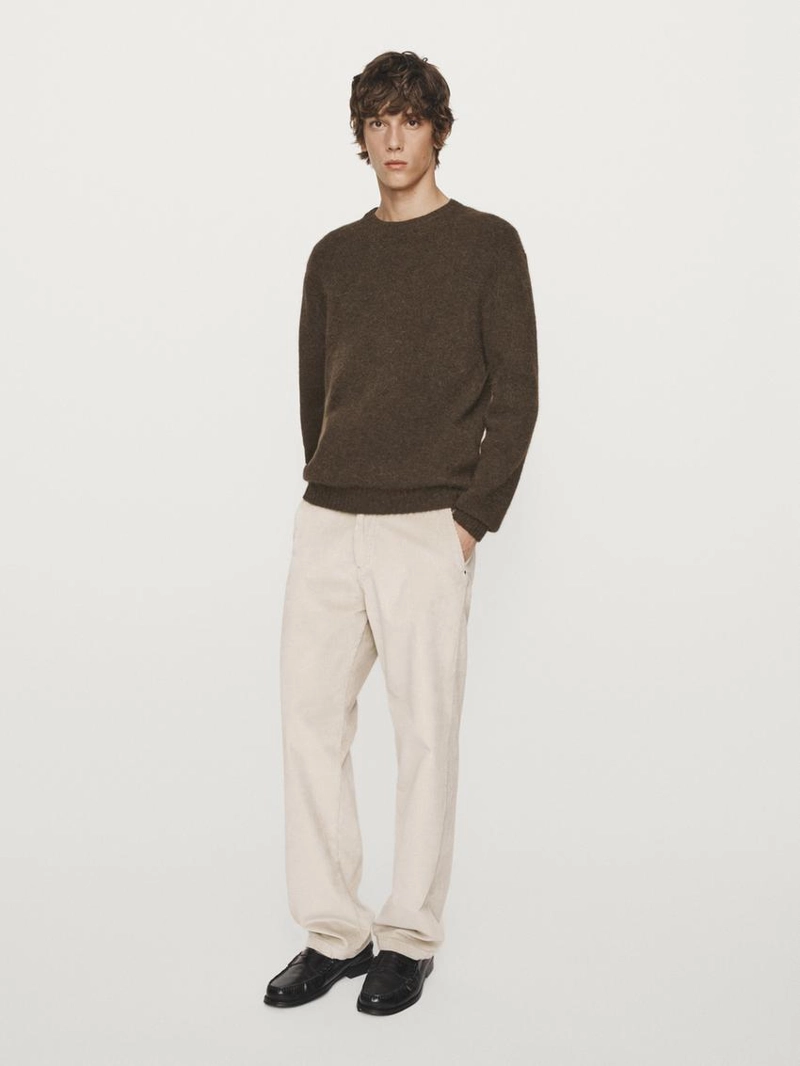 Свитер из альпакиевой смеси с круглым воротом