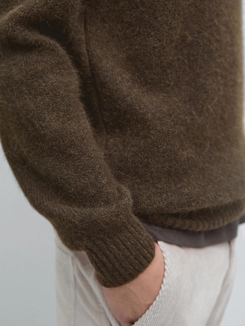 Свитер из альпакиевой смеси с круглым воротом