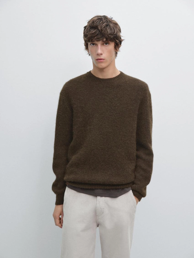 Свитер из альпакиевой смеси с круглым воротом