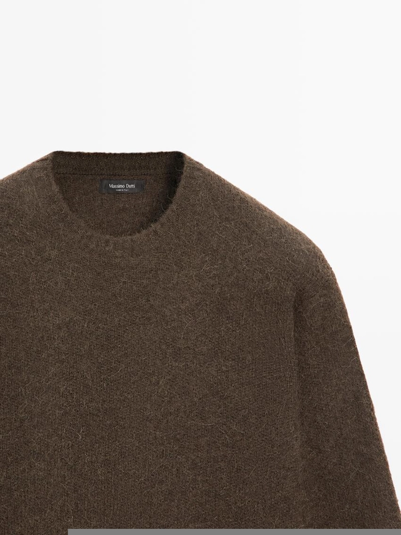 Свитер из альпакиевой смеси с круглым воротом