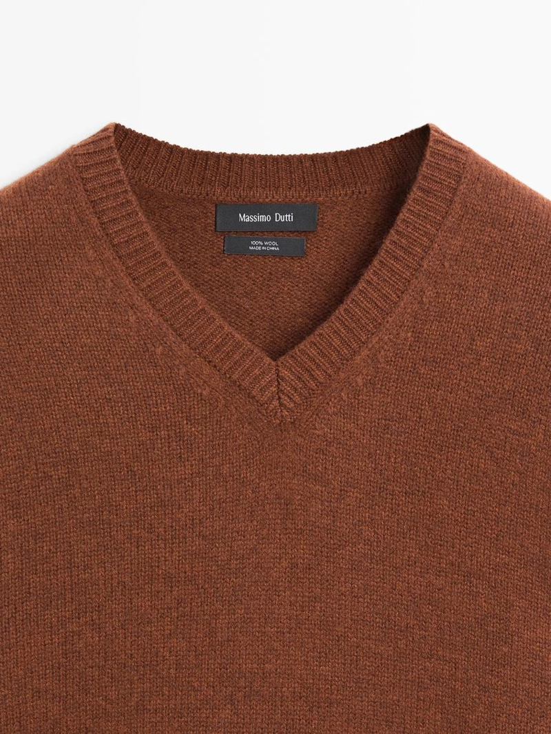 100% шерстяной свитер с v-образным вырезом