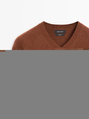 100% шерстяной свитер с V-образным вырезом- Заказать в России
