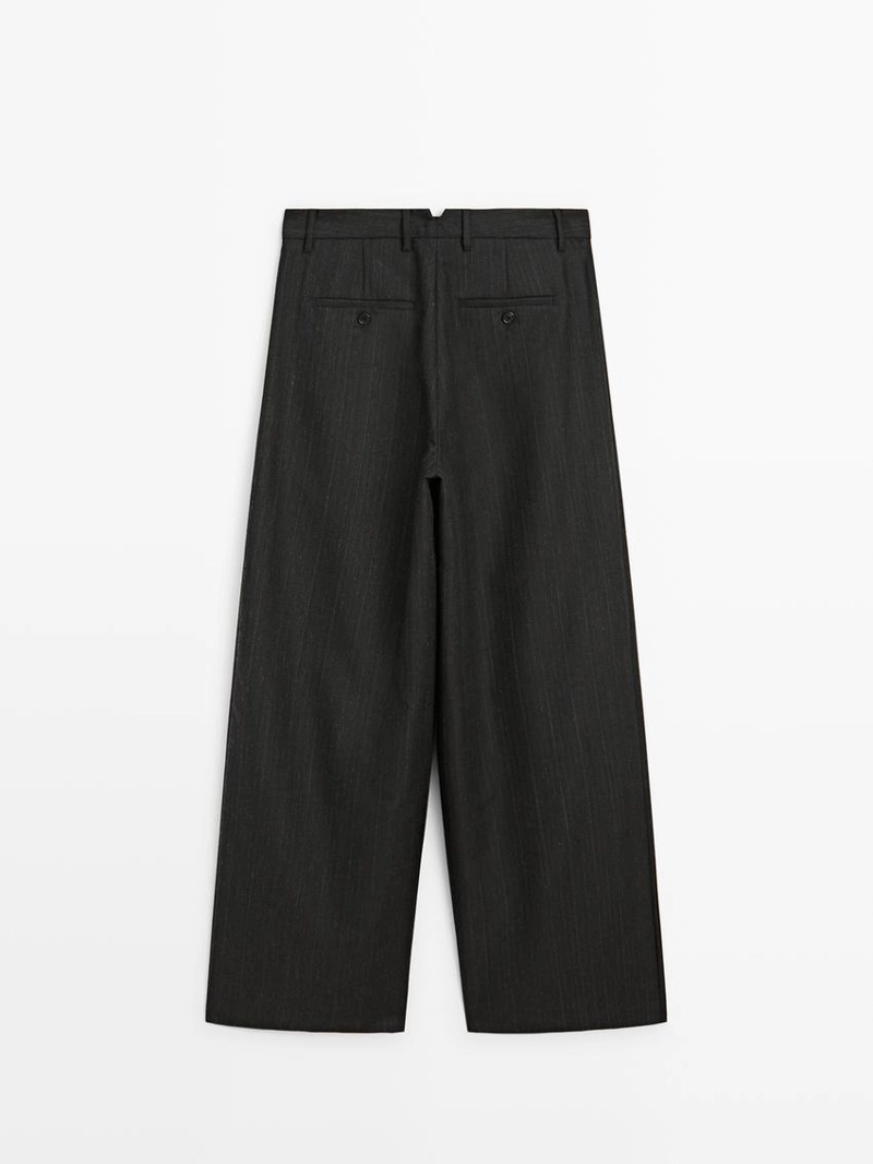 Полупрозрачные широкие брюки из шерстяной смеси в полоску