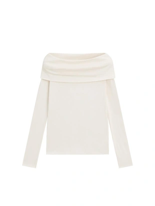 Футболка из хлопкового смесового материала с деталями бандо- Заказать в России