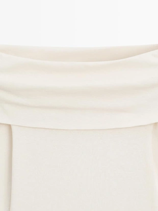 Футболка из хлопкового смесового материала с деталями бандо- Заказать в России