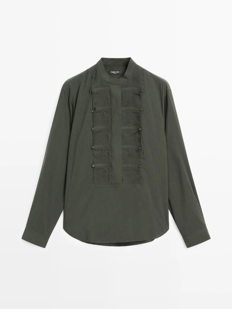 Рубашка с застежкой на пуговицы и стойкой воротником