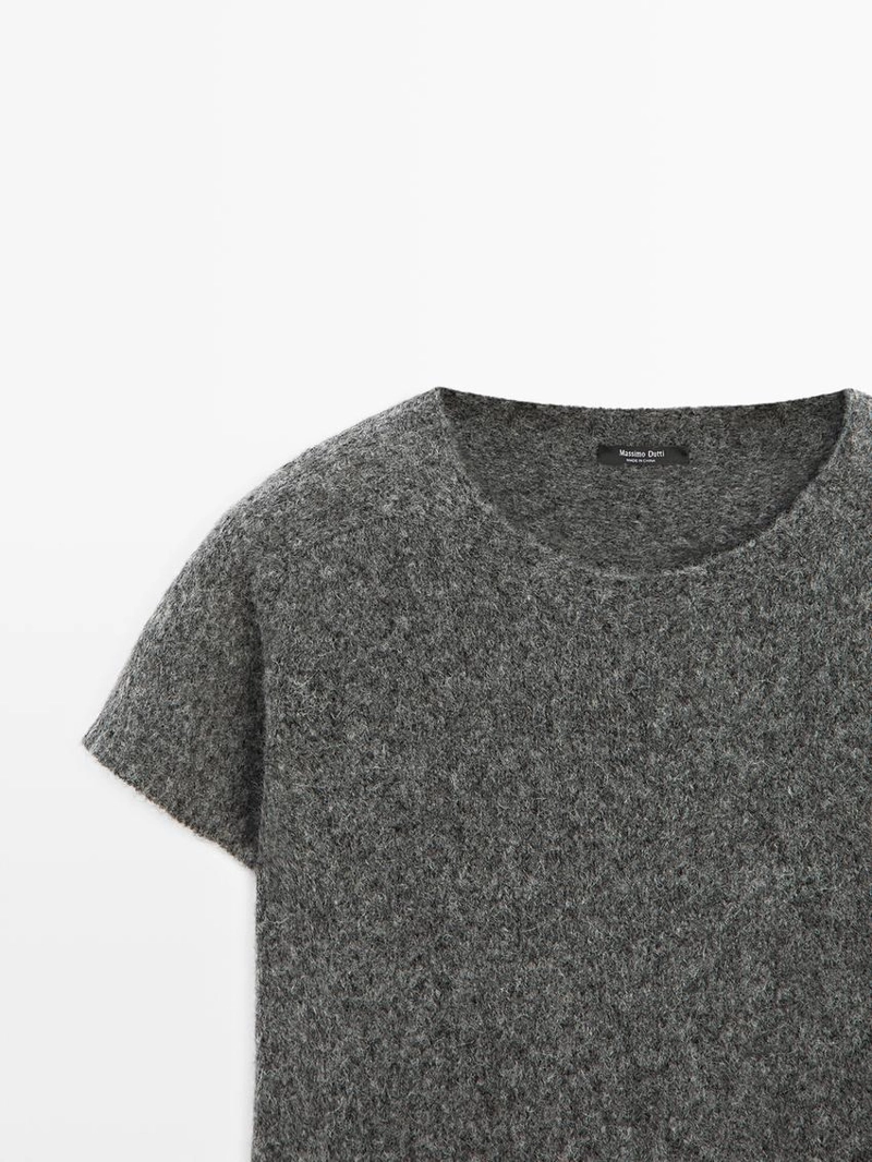 Короткий вязаный свитер из альпаки и шерсти