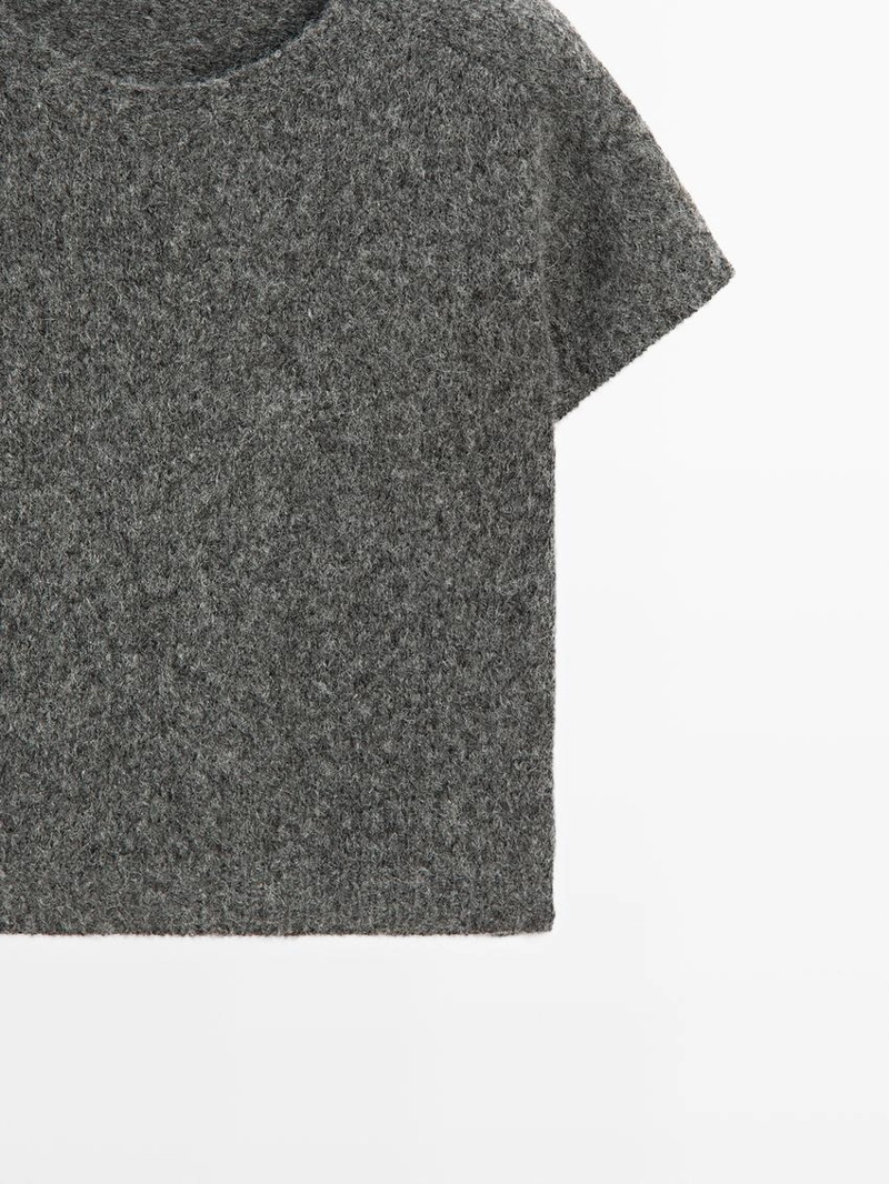 Короткий вязаный свитер из альпаки и шерсти