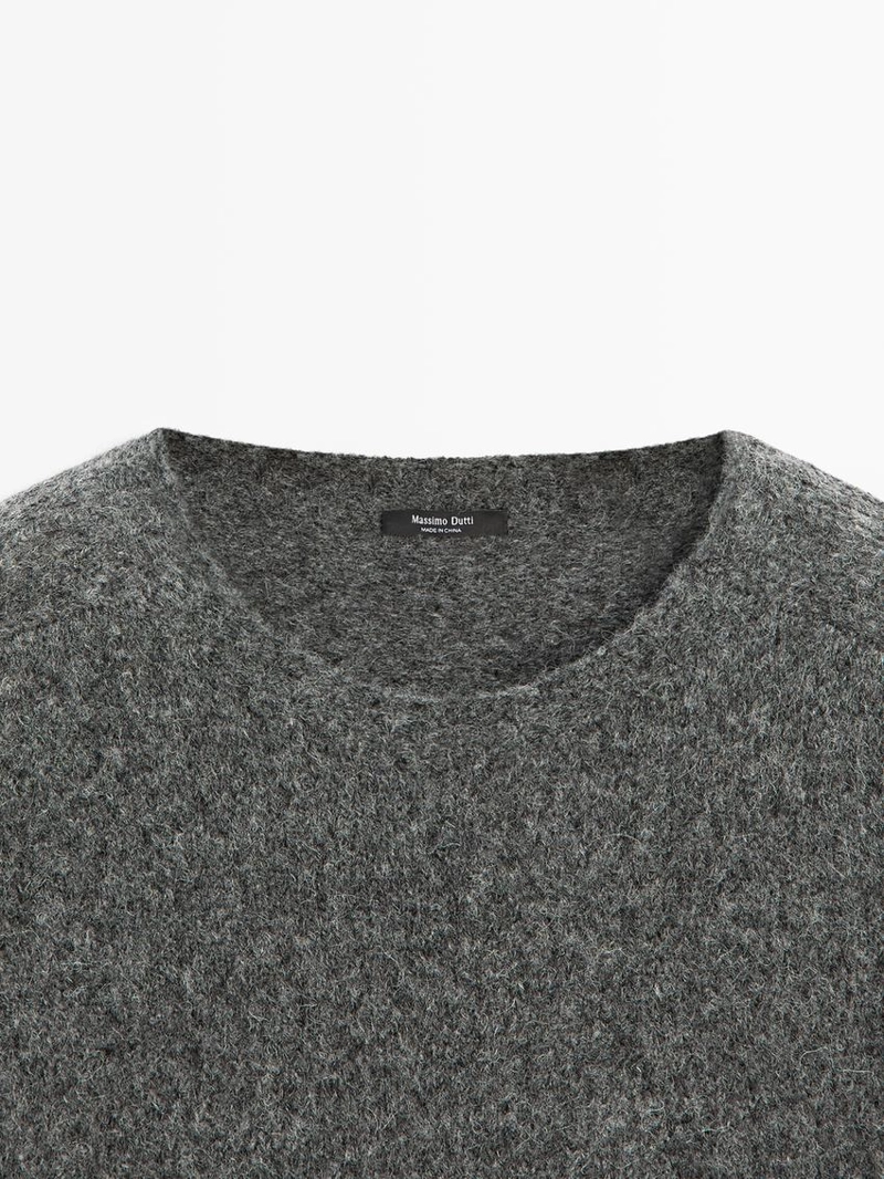 Короткий вязаный свитер из альпаки и шерсти