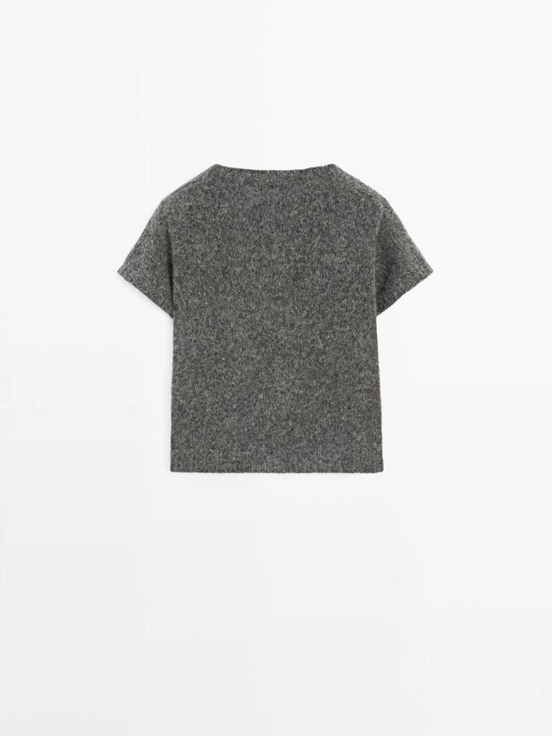 Короткий вязаный свитер из альпаки и шерсти