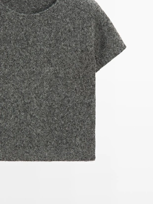 Короткий вязаный свитер из альпаки и шерсти- Заказать в России