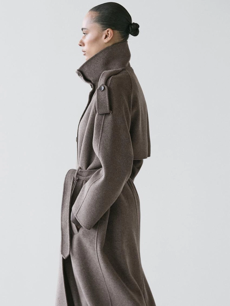 Пальто до середины икры из шерстяной смеси с поясом