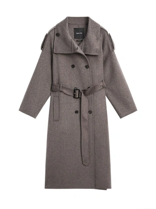 Купить Massimo Dutti Пальто до середины икры из шерстяной смеси с поясом