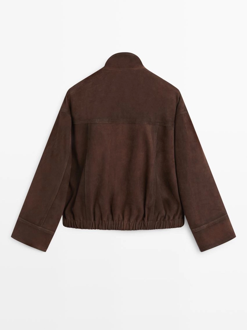 Замшевая бомбер-куртка