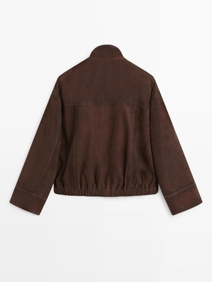 Замшевая бомбер-куртка- Заказать в России