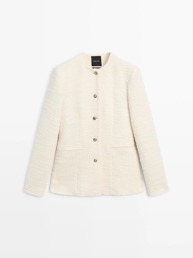 Пиджак с украшенными пуговицами и текстурой из шерсти