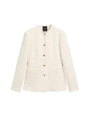 Пиджак с украшенными пуговицами и текстурой из шерсти- Заказать в России