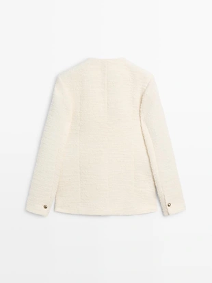 Пиджак с украшенными пуговицами и текстурой из шерсти- Заказать в России
