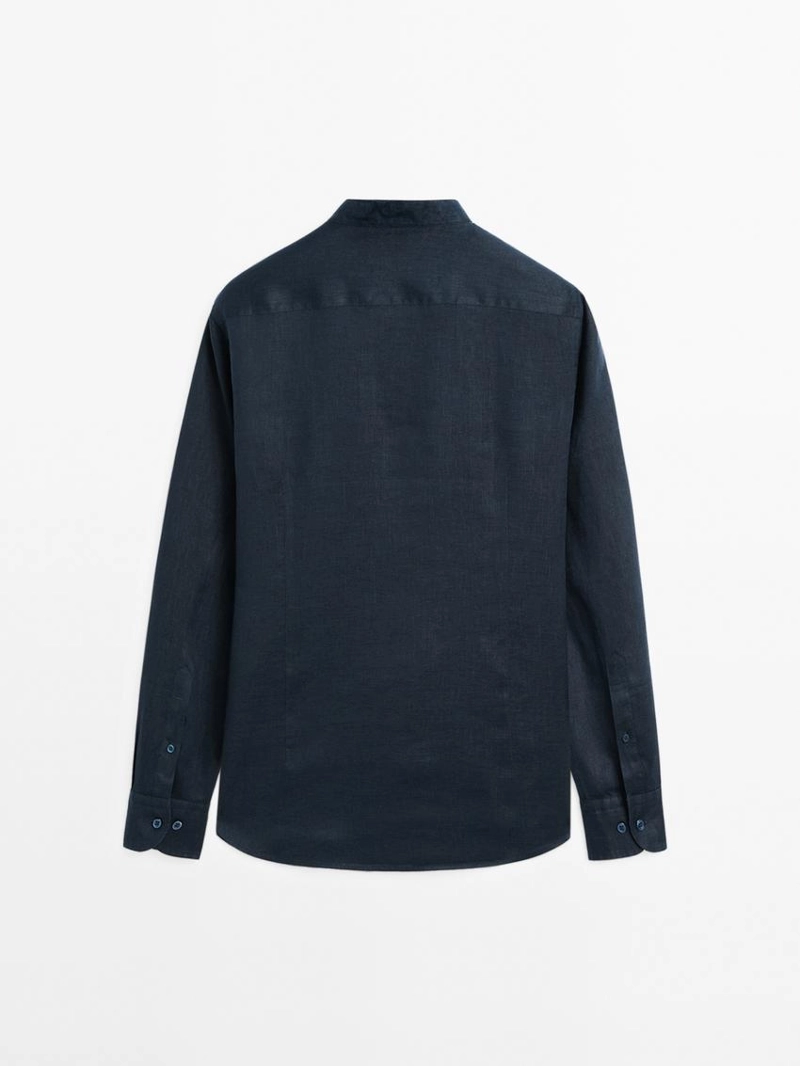 Рубашка с воротником-стойкой и обычной посадкой