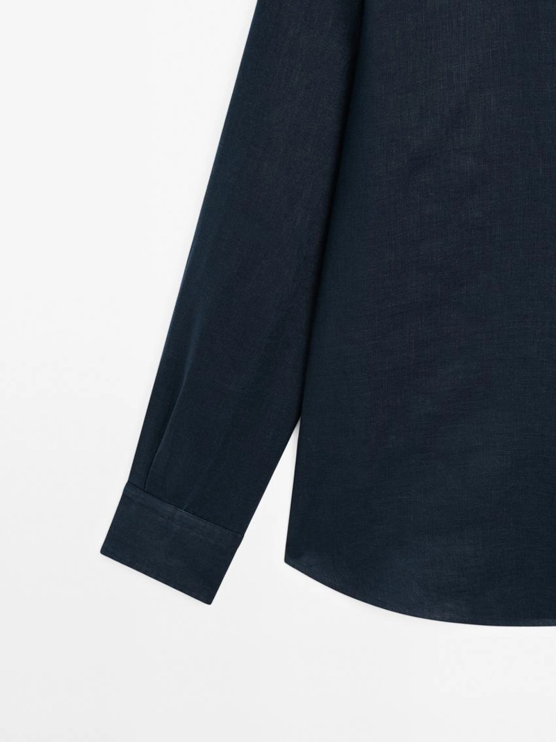 Рубашка с воротником-стойкой и обычной посадкой