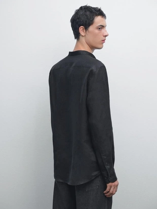 Рубашка с воротником-стойкой и обычной посадкой- Заказать в России