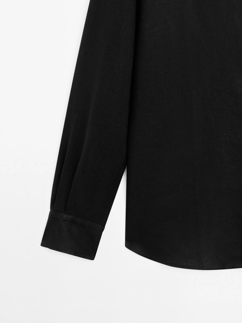 Рубашка с воротником-стойкой и обычной посадкой