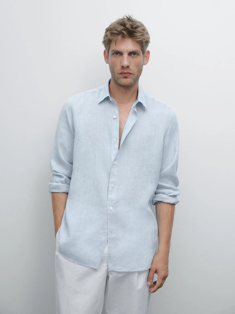 Рубашка из 100% льна в стиле slim fit