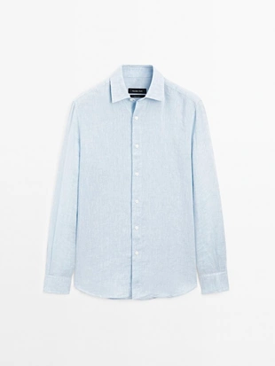 Рубашка из 100% льна в стиле SLIM FIT- Заказать в России