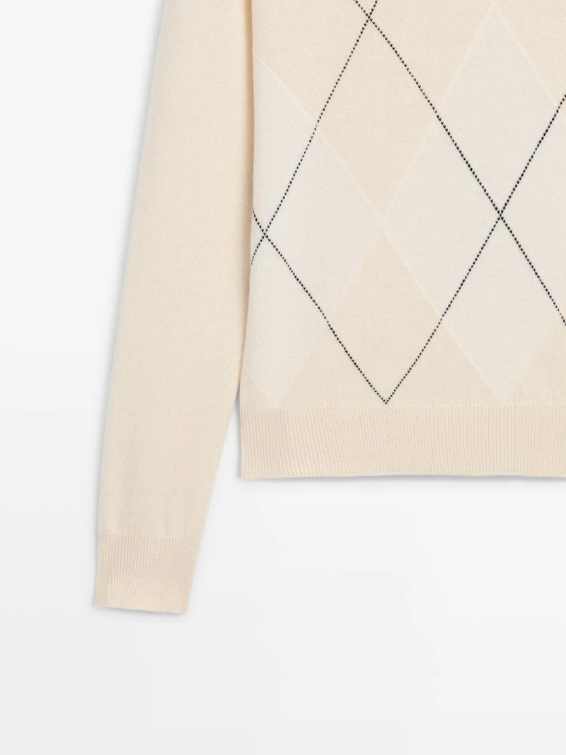 Свитер с аранированным узором из 100% шерсти