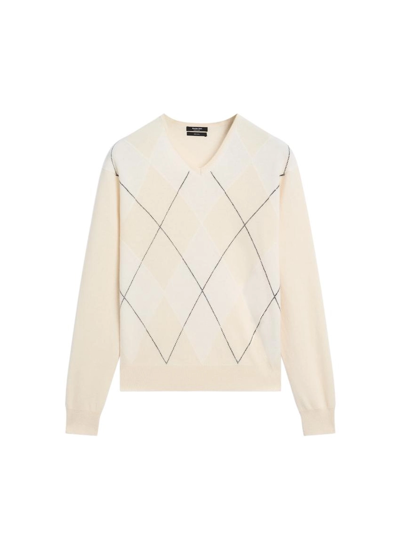 Свитер с аранированным узором из 100% шерсти