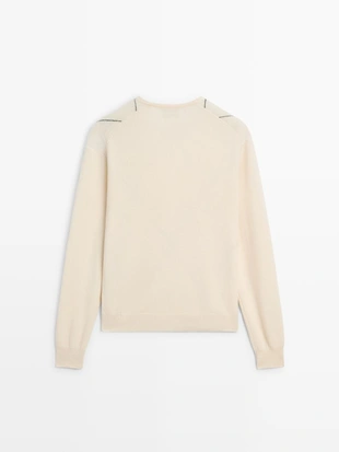 Свитер с аранированным узором из 100% шерсти- Заказать в России