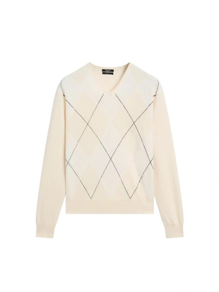 Свитер с аранированным узором из 100% шерсти- Заказать в России