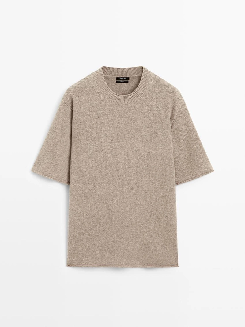 Оверсайз свитер с короткими рукавами из 100% шерсти