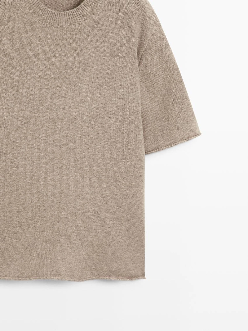 Оверсайз свитер с короткими рукавами из 100% шерсти