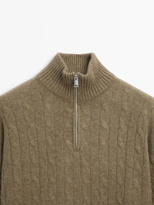 Свитер с высоким воротником из 100% кашемира с молнией- Заказать в России