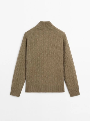 Свитер с высоким воротником из 100% кашемира с молнией- Заказать в России