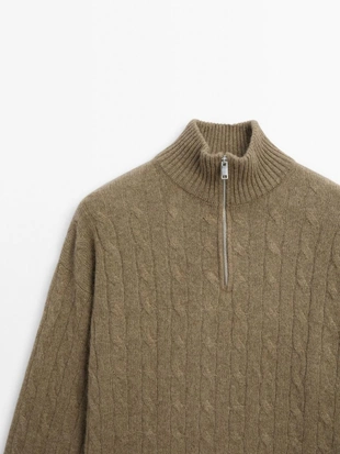 Свитер с высоким воротником из 100% кашемира с молнией- Заказать в России