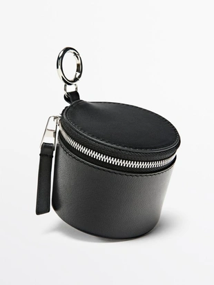 BLACK | 4660/630/800 - Massimo Dutti Сумка из овечьей кожи с отделкой нубук, с кристаллами