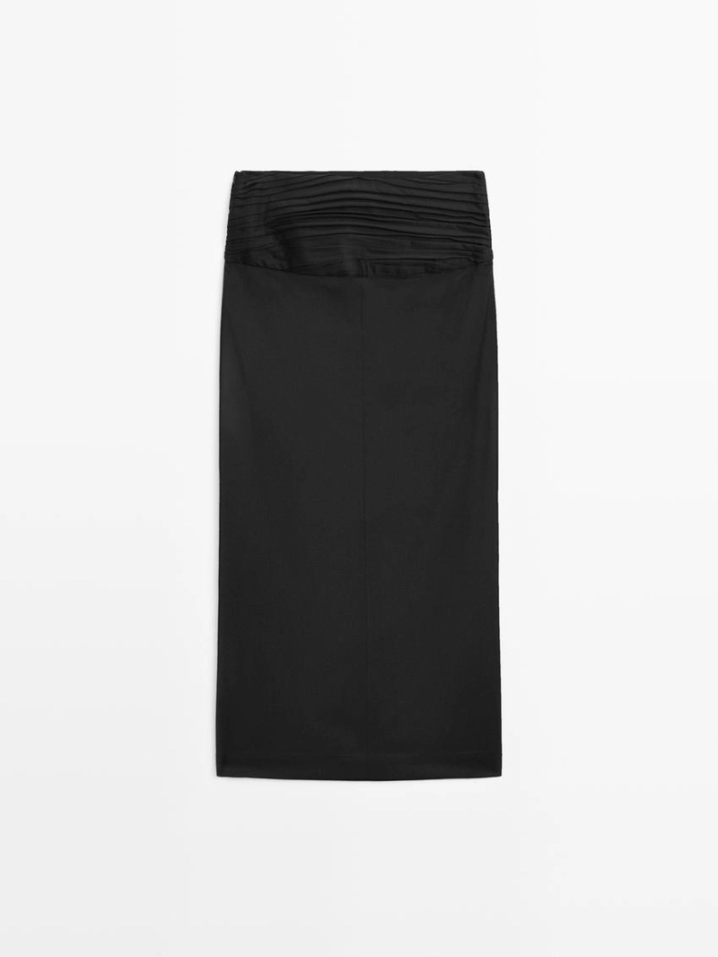 Юбка-карандаш до середины икры с собранной поясной бандажкой - studio