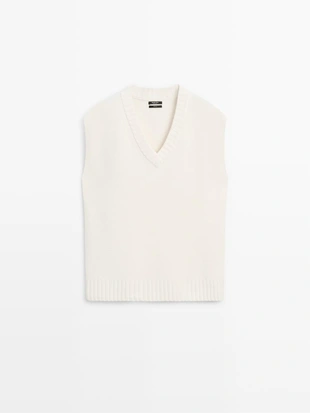 Длинный вязаный жилет из 100% шерсти- Заказать в России