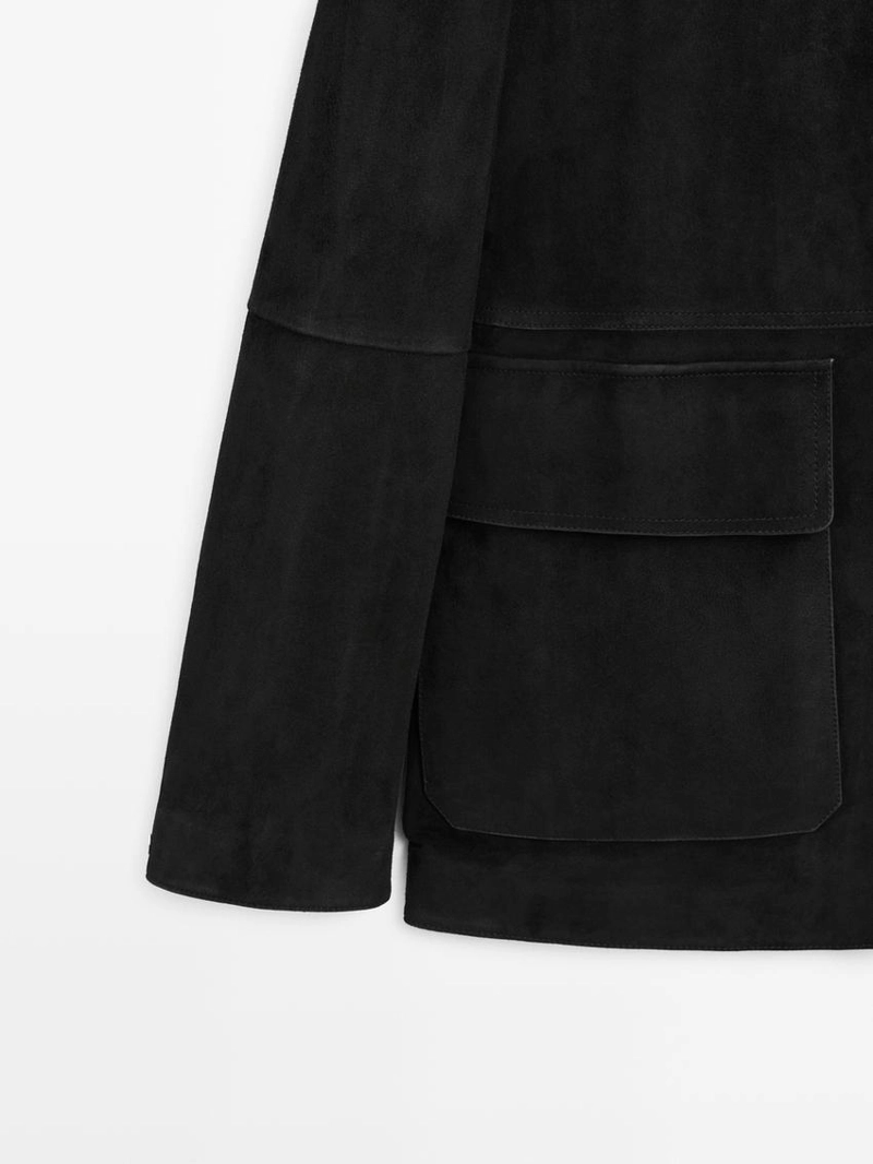 Куртка с карманами из замши