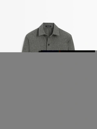 Рубашка-овершерт из шерстяной смеси с карманами- Заказать в России