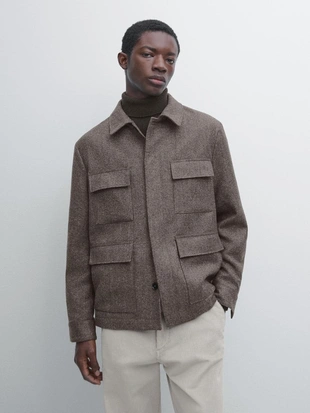 Кардиган из шерстяной смеси в двубортном исполнении- Заказать в России