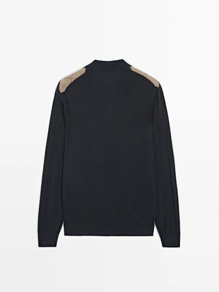 Поло-свитер с воротником-стойкой и узором из алмазной вязки из шерсти- Заказать в России