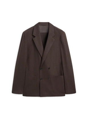 Шерстяной двубортный пиджак из 100%- Заказать в России