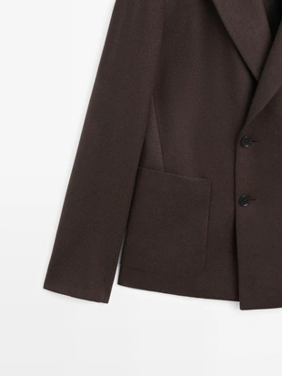 Шерстяной двубортный пиджак из 100%- Заказать в России