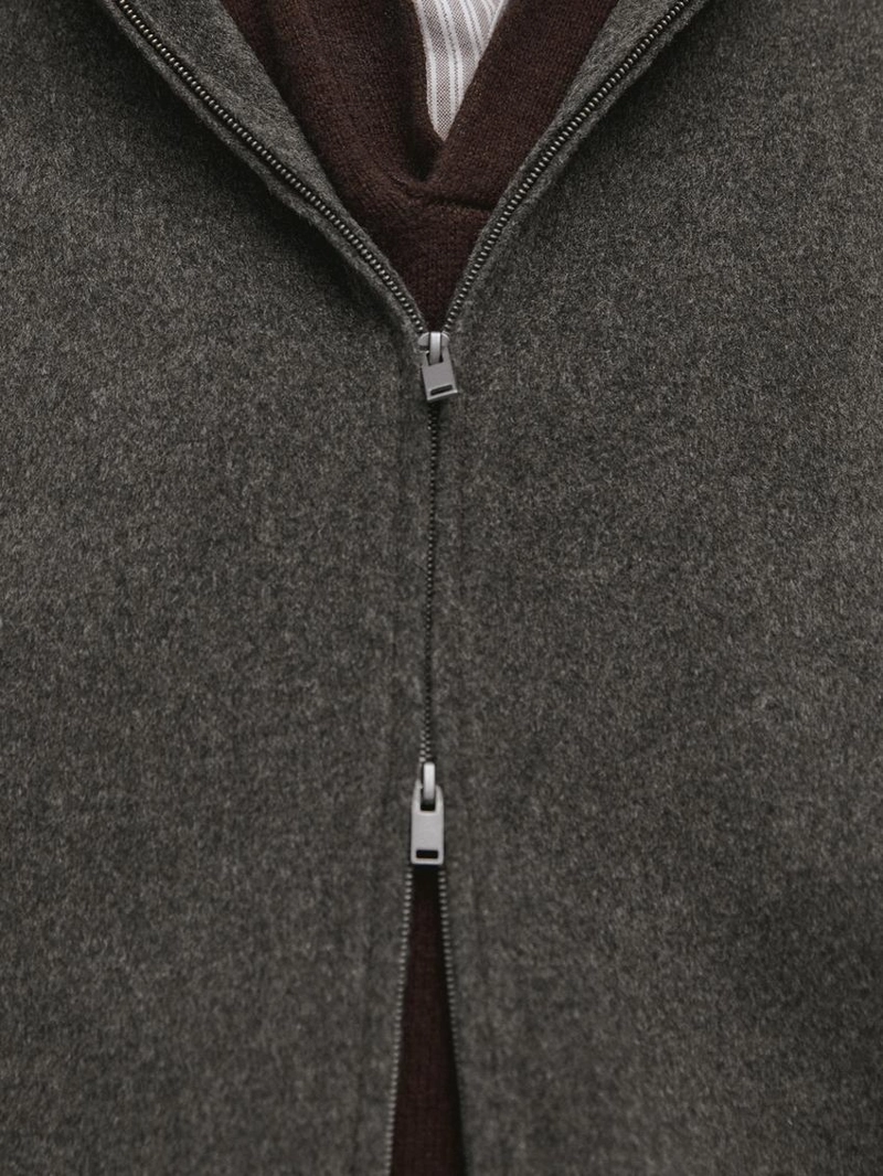 Двойная ткань куртка с капюшоном из шерстяной смеси